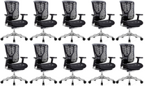 Load image into Gallery viewer, GM Seating Ergobilt High-Back Ergonomic Office Chair - Large Mesh Chair with Lumbar Support &amp; Adjustable Armrest - Swivel Computer Desk Chair with Height adjustable backrest - Aluminum base – Black