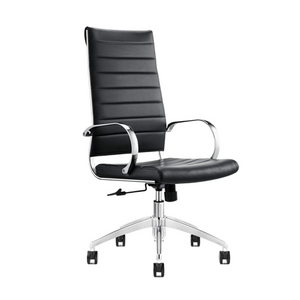 GM Seating Ribbed Mid-Back Desk Chair - Lumbar Support, Modern Style Executive chair for Home and Office - 360 Swivel Rolling Wheels - Aluminum Chrome Frame & Base - Black