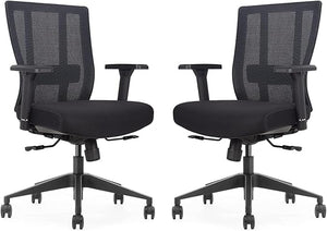 GM Seating Bitchair Ergonomic Mesh Office Chair - Adjustable Lumbar Support Computer Desk Chair with Height Adjustable Arms - Seat Depth Adjustable Executive Office Chair -  (Black)