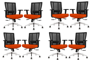 GM Seating Bitchair Ergonomic Mesh Office Chair - Adjustable Lumbar Support Computer Desk Chair with Height Adjustable Arms - Seat Depth Adjustable Executive Office Chair -  Black (Tangerine)