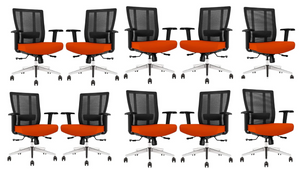 GM Seating Bitchair Ergonomic Mesh Office Chair - Adjustable Lumbar Support Computer Desk Chair with Height Adjustable Arms - Seat Depth Adjustable Executive Office Chair -  Black (Tangerine)