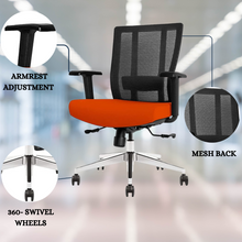 Load image into Gallery viewer, GM Seating Bitchair Ergonomic Mesh Office Chair - Adjustable Lumbar Support Computer Desk Chair with Height Adjustable Arms - Seat Depth Adjustable Executive Office Chair -  Black (Tangerine)