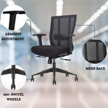 Load image into Gallery viewer, GM Seating Bitchair Ergonomic Mesh Office Chair - Adjustable Lumbar Support Computer Desk Chair with Height Adjustable Arms - Seat Depth Adjustable Executive Office Chair -  (Black)