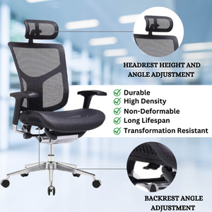 GM Seating Dreem Genuine Leather Ergonomic Office Chair - Lumbar Support, Modern Style Executive chair for Home and Office - Comfortable Desk Chair with Headrest, Seat Slide, Ratchet Back, 4D Adjustable Armrest