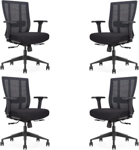 GM Seating Bitchair Ergonomic Mesh Office Chair - Adjustable Lumbar Support Computer Desk Chair with Height Adjustable Arms - Seat Depth Adjustable Executive Office Chair -  Black (Tangerine)