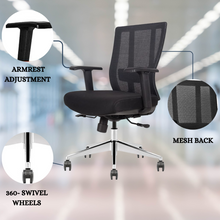 Load image into Gallery viewer, GM Seating Bitchair Ergonomic Mesh Office Chair - Adjustable Lumbar Support Computer Desk Chair with Height Adjustable Arms - Seat Depth Adjustable Executive Office Chair -  (Black)