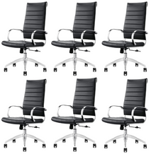 Load image into Gallery viewer, GM Seating Ribbed Mid-Back Desk Chair - Lumbar Support, Modern Style Executive chair for Home and Office - 360 Swivel Rolling Wheels - Aluminum Chrome Frame &amp; Base - Black