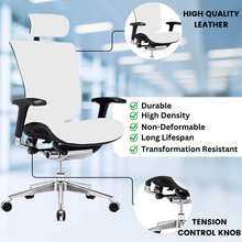 Load image into Gallery viewer, GM Seating Dreem Genuine Leather Ergonomic Office Chair - Lumbar Support, Modern Style Executive chair for Home and Office - Comfortable Desk Chair with Headrest, Seat Slide, Ratchet Back, 4D Adjustable Armrest