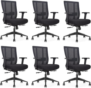 GM Seating Bitchair Ergonomic Mesh Office Chair - Adjustable Lumbar Support Computer Desk Chair with Height Adjustable Arms - Seat Depth Adjustable Executive Office Chair -  (Black)