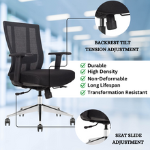 Load image into Gallery viewer, GM Seating Bitchair Ergonomic Mesh Office Chair - Adjustable Lumbar Support Computer Desk Chair with Height Adjustable Arms - Seat Depth Adjustable Executive Office Chair -  (Black)