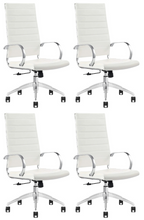 Load image into Gallery viewer, GM Seating Ribbed Mid-Back Desk Chair - High Back Lumbar Support, Modern Style Executive chair for Home and Office - 360 Swivel Rolling Wheels - Aluminum Chrome Frame &amp; Base - White