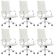 Load image into Gallery viewer, GM Seating Ribbed Mid-Back Desk Chair - High Back Lumbar Support, Modern Style Executive chair for Home and Office - 360 Swivel Rolling Wheels - Aluminum Chrome Frame &amp; Base - White