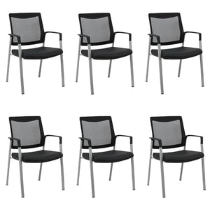 Ergonomic Executive Office Chair & Mesh Stacking Chairs with Armrests Fabric Seats Ideal for Guest Waiting Room Lobby Reception & Meeting Conference Room - Pack of 1