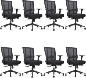 GM Seating Bitchair Ergonomic Mesh Office Chair - Adjustable Lumbar Support Computer Desk Chair with Height Adjustable Arms - Seat Depth Adjustable Executive Office Chair -  (Black)