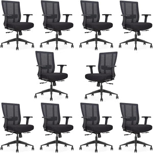 GM Seating Bitchair Ergonomic Mesh Office Chair - Adjustable Lumbar Support Computer Desk Chair with Height Adjustable Arms - Seat Depth Adjustable Executive Office Chair -  (Black)