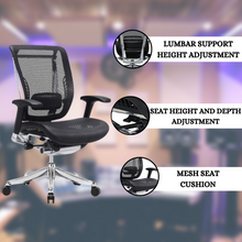 Load image into Gallery viewer, GM Seating Enklave Ergonomic Office Chair - Mesh Hi Back Executive Desk Chair - Adjustable Lumber support &amp; Backrest - Chrome Base with Headrest &amp; Seat Slide - Modern Comfortable Desk Chair for Home and Office - Black