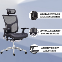 Load image into Gallery viewer, GM Seating Dreem Genuine Leather Ergonomic Office Chair - Lumbar Support, Modern Style Executive chair for Home and Office - Comfortable Desk Chair with Headrest, Seat Slide, Ratchet Back, 4D Adjustable Armrest