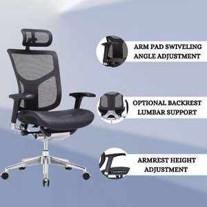 GM Seating Dreem Genuine Leather Ergonomic Office Chair - Lumbar Support, Modern Style Executive chair for Home and Office - Comfortable Desk Chair with Headrest, Seat Slide, Ratchet Back, 4D Adjustable Armrest