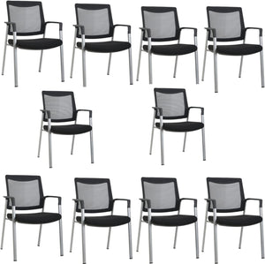 Ergonomic Executive Office Chair & Mesh Stacking Chairs with Armrests Fabric Seats Ideal for Guest Waiting Room Lobby Reception & Meeting Conference Room - Pack of 1