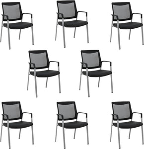 Ergonomic Executive Office Chair & Mesh Stacking Chairs with Armrests Fabric Seats Ideal for Guest Waiting Room Lobby Reception & Meeting Conference Room - Pack of 1