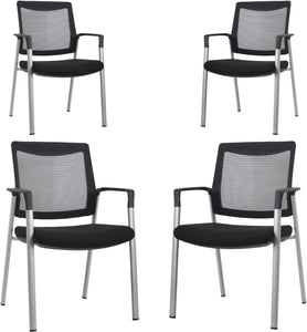 Ergonomic Executive Office Chair & Mesh Stacking Chairs with Armrests Fabric Seats Ideal for Guest Waiting Room Lobby Reception & Meeting Conference Room - Pack of 1