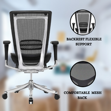 Load image into Gallery viewer, GM Seating Enklave Ergonomic Office Chair - Mesh Hi Back Executive Desk Chair - Adjustable Lumber support &amp; Backrest - Chrome Base with Headrest &amp; Seat Slide - Modern Comfortable Desk Chair for Home and Office - Black