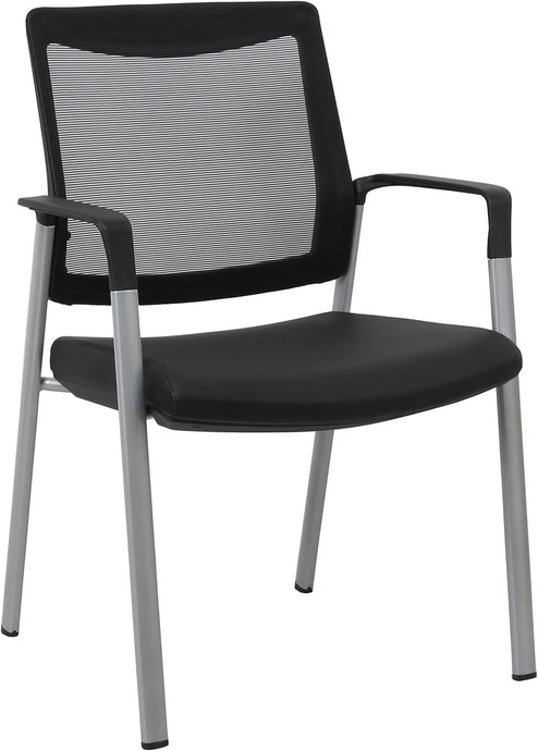 Ergonomic Executive Office Chair & Mesh Stacking Chairs with Armrests Fabric Seats Ideal for Guest Waiting Room Lobby Reception & Meeting Conference Room - Pack of 1