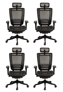 GM Seating Enklave Ergonomic Office Chair - Mesh Hi Back Executive Desk Chair - Adjustable Lumber support & Armrest - Black Base with Headrest & Seat Slide - Modern Comfortable Desk Chair for Home and Office – Black