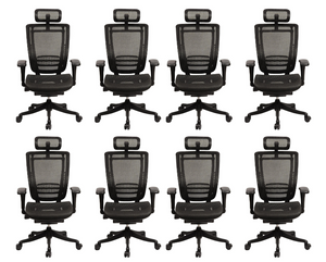 GM Seating Enklave Ergonomic Office Chair - Mesh Hi Back Executive Desk Chair - Adjustable Lumber support & Armrest - Black Base with Headrest & Seat Slide - Modern Comfortable Desk Chair for Home and Office – Black