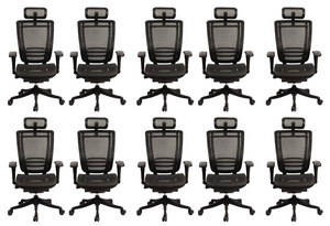 GM Seating Enklave Ergonomic Office Chair - Mesh Hi Back Executive Desk Chair - Adjustable Lumber support & Armrest - Black Base with Headrest & Seat Slide - Modern Comfortable Desk Chair for Home and Office – Black