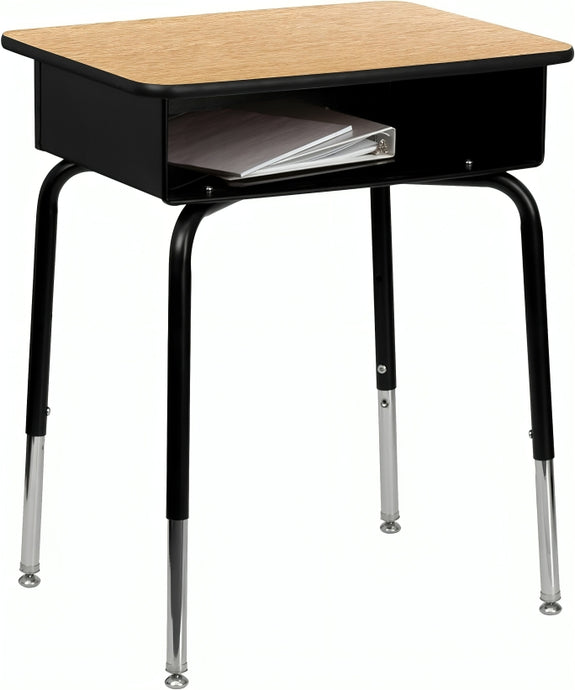 GM Seating Student Desk With Open Front Matel Book Box - Natural