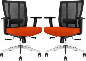 GM Seating Bitchair Ergonomic Mesh Office Chair - Adjustable Lumbar Support Computer Desk Chair with Height Adjustable Arms - Seat Depth Adjustable Executive Office Chair -  Black (Tangerine)