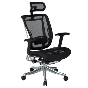 GM Seating Enklave XL Ergonomic Office Chair - Mesh Hi Back Executive Desk Chair - Adjustable Lumber support & headrest - Chrome Base with Headrest & Seat Slide - Modern Comfortable Desk Chair for Home and Office – Black