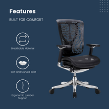 Load image into Gallery viewer, GM Seating Ergobilt High-Back Ergonomic Office Chair - Large Mesh Chair with Lumbar Support &amp; Adjustable Armrest - Swivel Computer Desk Chair with Height adjustable backrest - Aluminum base – Black