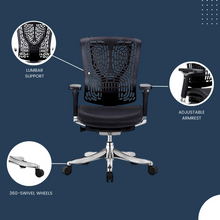 Load image into Gallery viewer, GM Seating Ergobilt High-Back Ergonomic Office Chair - Large Mesh Chair with Lumbar Support &amp; Adjustable Armrest - Swivel Computer Desk Chair with Height adjustable backrest - Aluminum base – Black