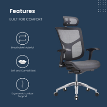 Load image into Gallery viewer, GM Seating Dreem II Ergonomic Office Chair - Mesh Hi Back Executive Desk Chair - Chrome Base with Headrest &amp; Seat Slide - Modern Comfortable Desk Chair for Home and Office - 4D Adjustable Armrest – Black