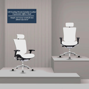 GM Seating Dreem XL White Genuine Leather Executive Office Chair