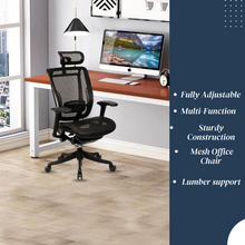 Load image into Gallery viewer, GM Seating Enklave Ergonomic Office Chair - Mesh Hi Back Executive Desk Chair - Adjustable Lumber support &amp; Armrest - Black Base with Headrest &amp; Seat Slide - Modern Comfortable Desk Chair for Home and Office – Black