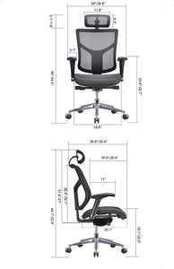 GM Seating Ergonomic Mesh Office Chair Dreem II Mesh Series, Black Mesh, Chrome Base (Headrest) - ERGOLUXSEATING.COM