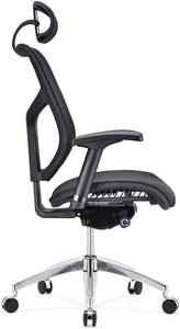 GM Seating Ergonomic Mesh Office Chair Dreem II Mesh Series, Black Mesh, Chrome Base (Headrest) - ERGOLUXSEATING.COM